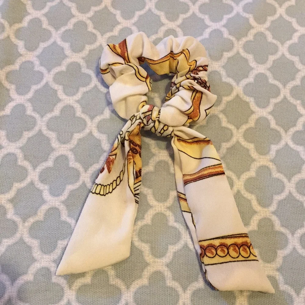 NEW Silky Bow Twilly Scrunchie With Print